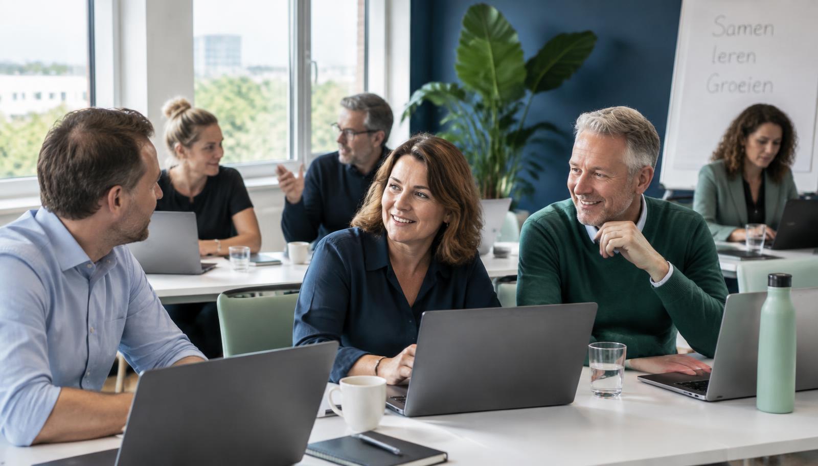 Medewerkers van verschillende leeftijden leren samen werken met AI
