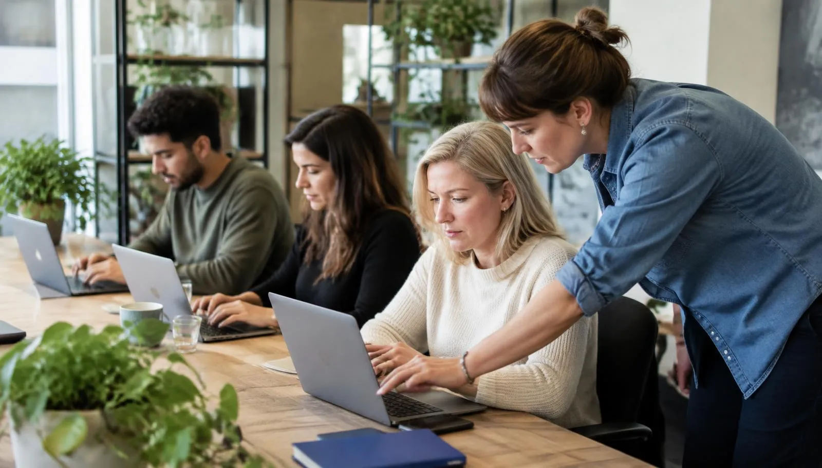 Medewerkers oefenen met ChatGPT tijdens een bedrijfstraining.